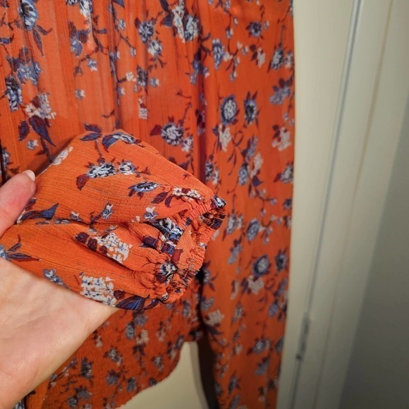 Free People Rose floral print blouse orange size xs - Picture 8 of 11